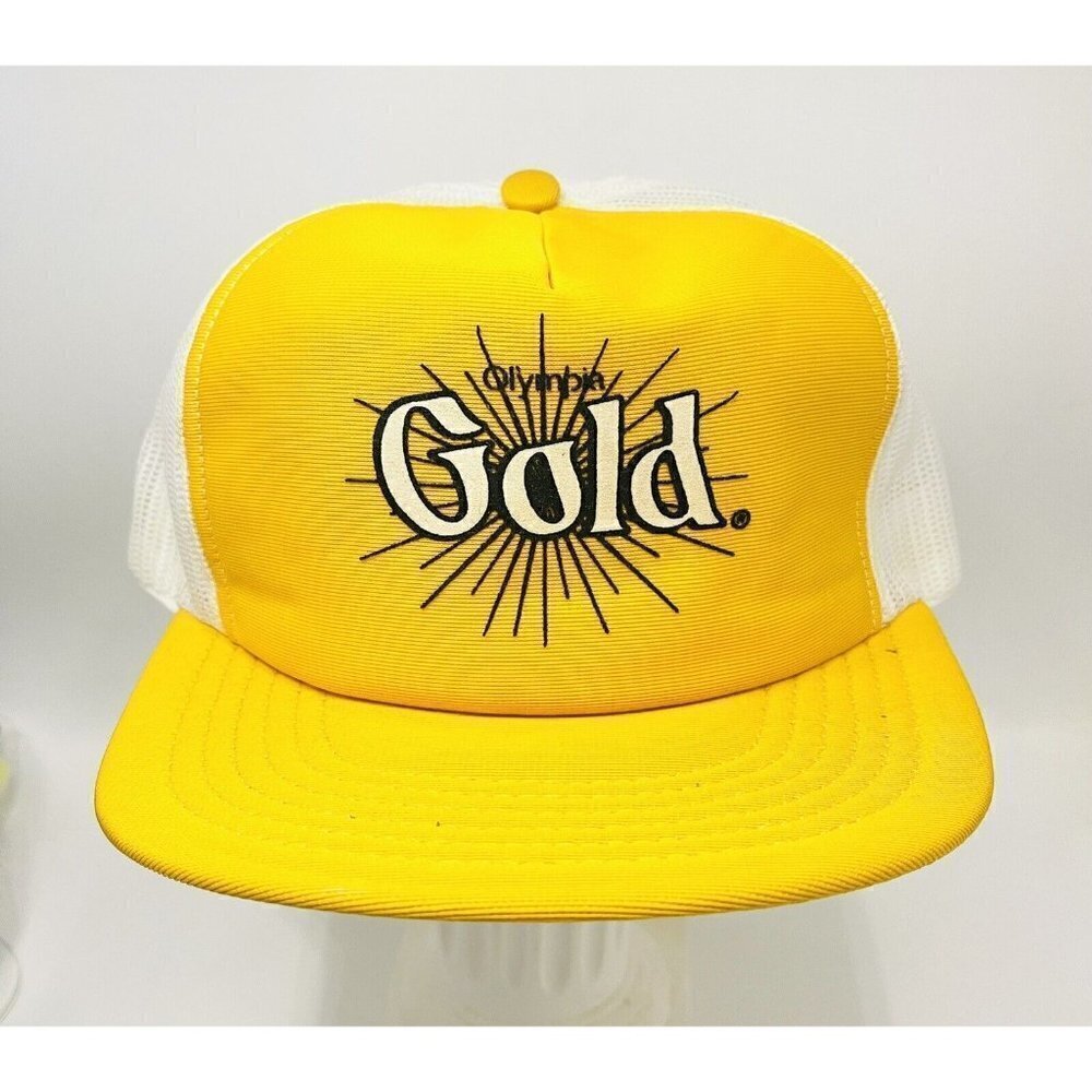 Vintage 70s 80s Olympia Gold Beer Trucker Hat Mesh Snapback Cap Brewing Co.